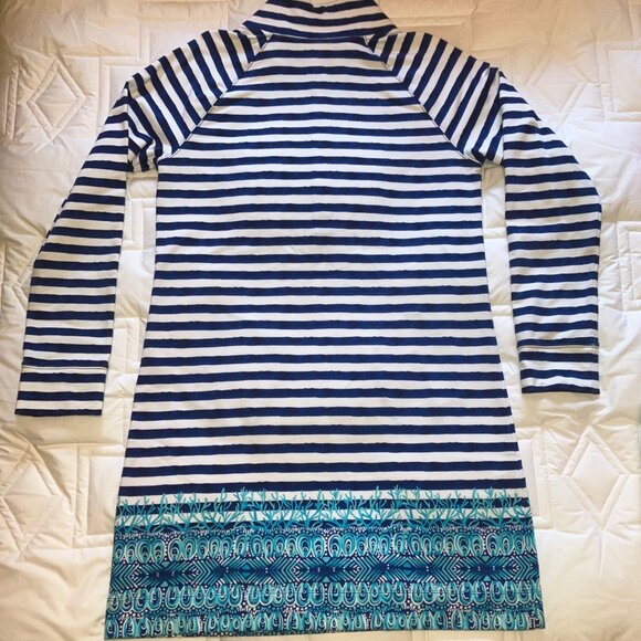 Lilly Pulitzer UPF 50+ CAPTAIN DRESS BRIGHT NAVY POSITANO STRIPE L - Picture 4 of 8